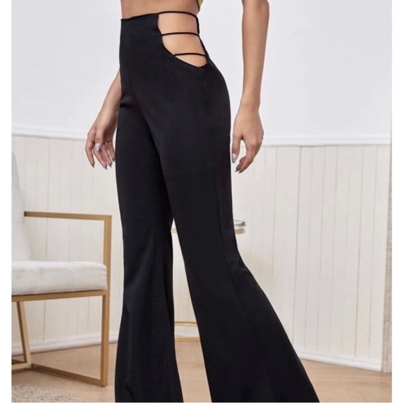 Ladder cut out high waist flare leg pants - Picture 1 of 1